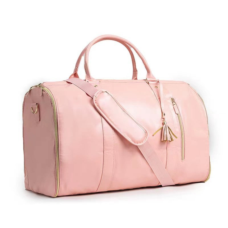 Large foldable PU leather travel bag by Showlu Fashion Store, spacious overnight luggage with sturdy handles and sleek design.