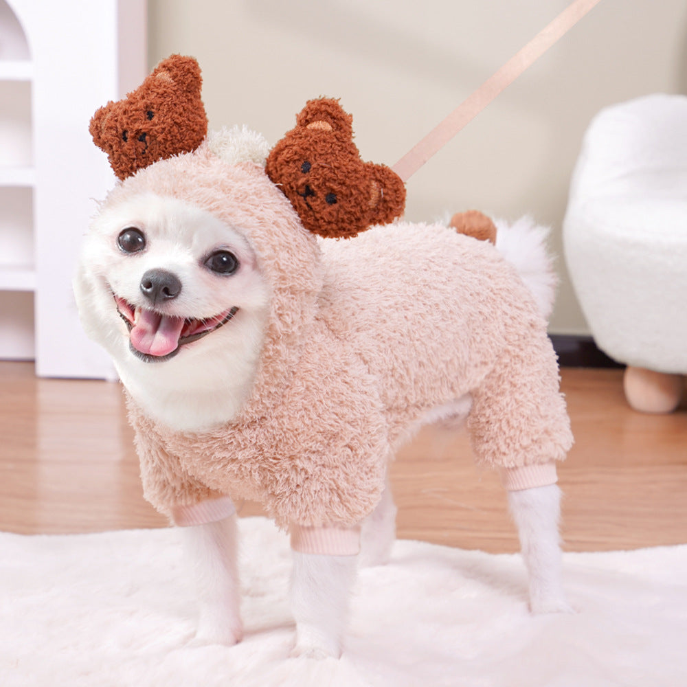 Cross-Border Pet Dog Clothes, Cat Autumn and Winter Four-Legged Cotton Coat, Cartoon Transformation Clothing, Cat Clothing, Dog Clothing Supplies