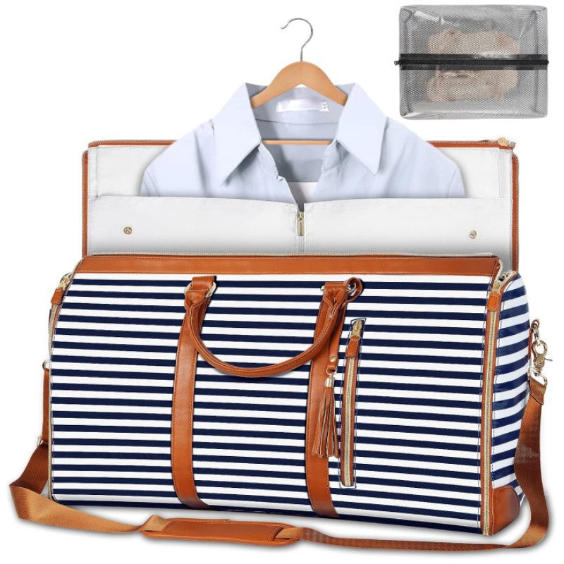 Large foldable PU leather travel bag by Showlu Fashion Store, versatile overnight luggage with spacious interior and durable design.