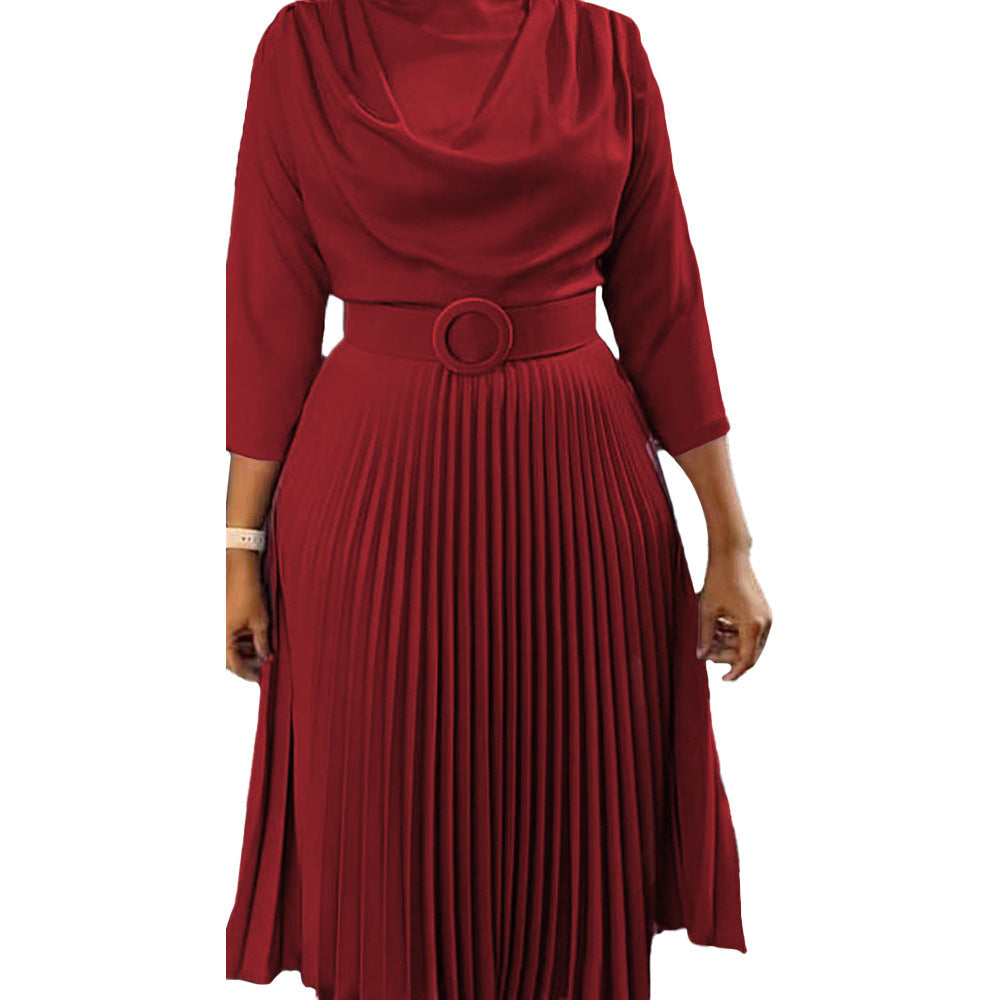 Plus size SHOWLU FASHION women's sexy midi dress with elegant A-line skirt, perfect for stylish occasions