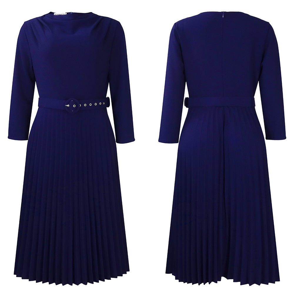 Elegant plus size midi dress by SHOWLU FASHION with A-line skirt, showcasing a sexy and stylish women's fashion look.