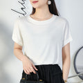 Tiktok batwing sleeve t-shirt women's round neck summer solid color simple small flying sleeve casual all-match loose short sleeve t-shirt women