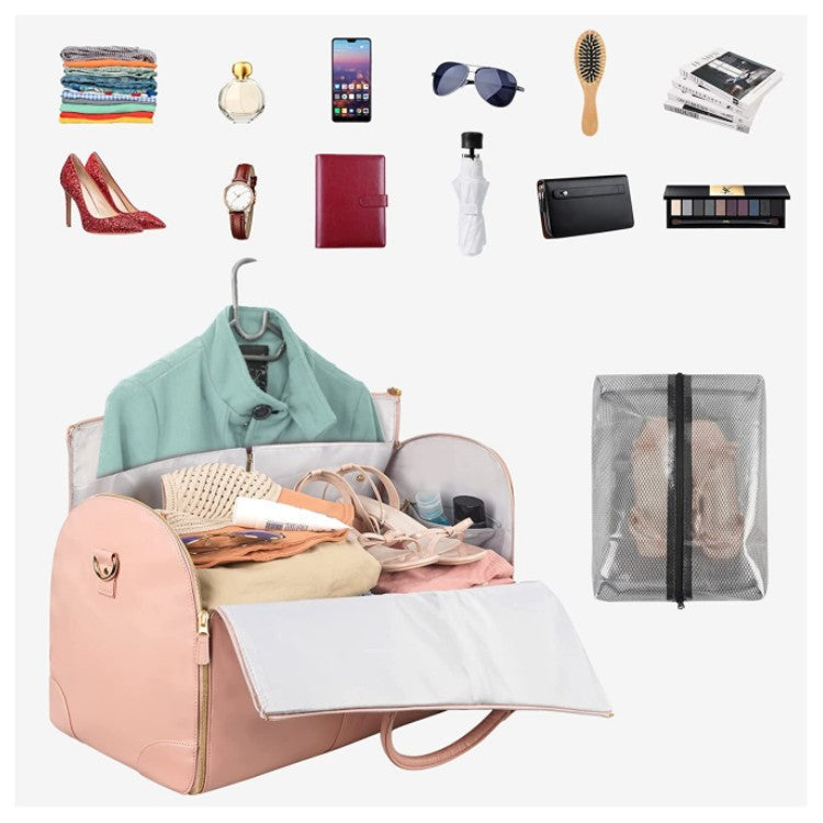 Large foldable PU leather travel bag from Showlu Fashion Store, ideal for overnight trips and travel convenience