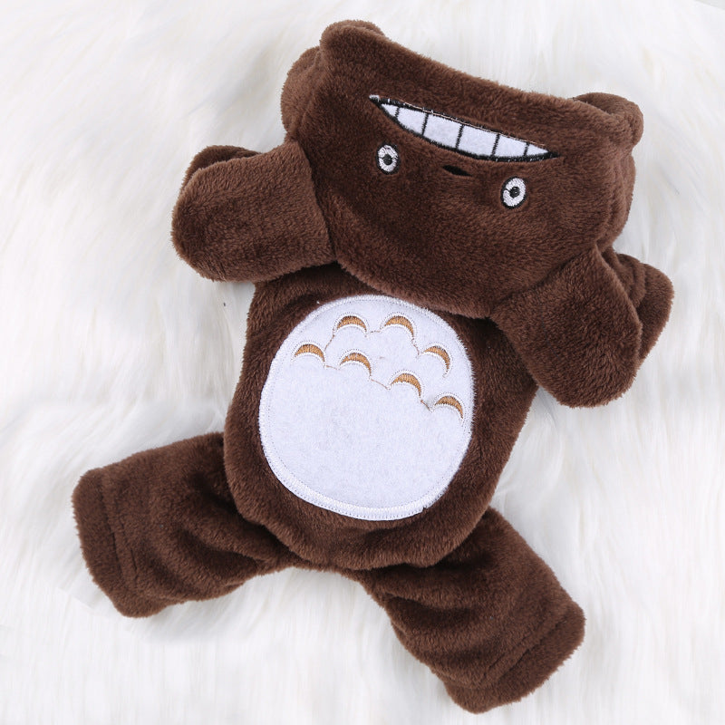 Cute autumn and winter cotton coat for dogs and cats, featuring cartoon transformation design, perfect for pet clothing.