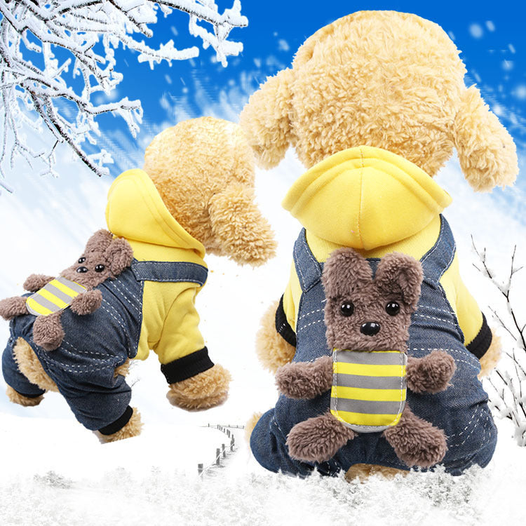 Cross-Border Pet Dog Clothes, Cat Autumn and Winter Four-Legged Cotton Coat, Cartoon Transformation Clothing, Cat Clothing, Dog Clothing Supplies