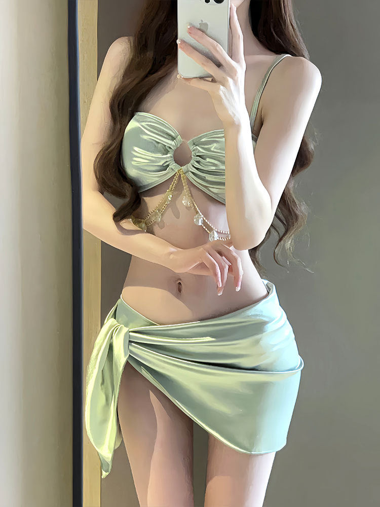 One-Piece Swimsuit Women's Summer Three-Piece Sexy 2025 New Push-Up Slimming Look Vacation High-End Bikini Hot Spring Bathing