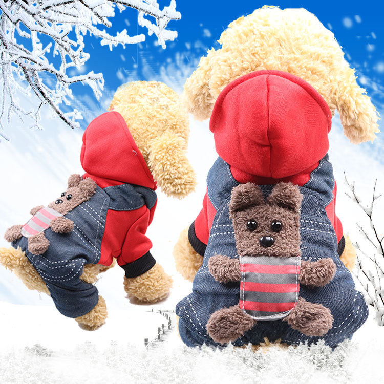 Cross-Border Pet Dog Clothes, Cat Autumn and Winter Four-Legged Cotton Coat, Cartoon Transformation Clothing, Cat Clothing, Dog Clothing Supplies