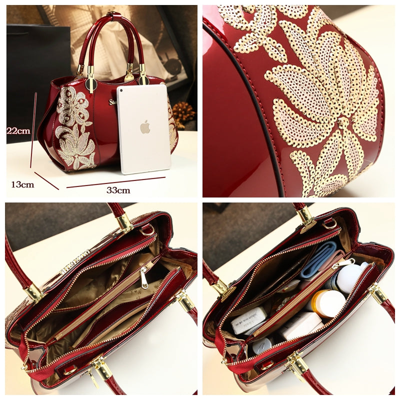 Elegant women's genuine leather crossbody handbag by SHOWLU FASHION STORE, featuring a stylish mother bag design.