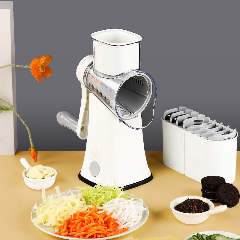 Showlu multi-functional vegetable cutter with dicing and slicing blades, compact kitchen tool for chopping and preparing vegetables
