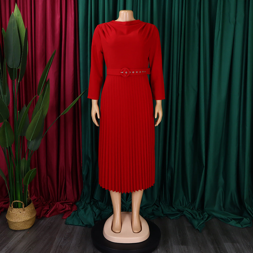 Plus size women's sexy midi dress by SHOWLU FASHION with an elegant A-line skirt, perfect for stylish evening or casual wear.