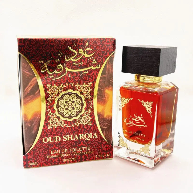 Arabian Oud Sharqia perfume for women with a wooden cover, featuring a royal UAE fragrance and elegant packaging.