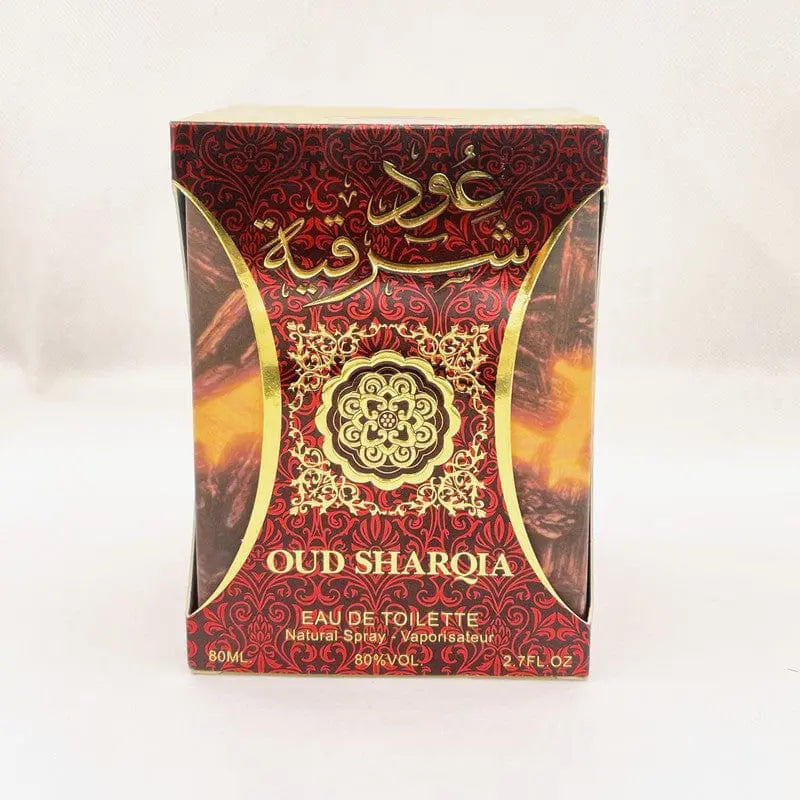 Arabian Oud Sharqia perfume for women with a wooden cover, featuring a luxurious UAE royal fragrance and elegant packaging.