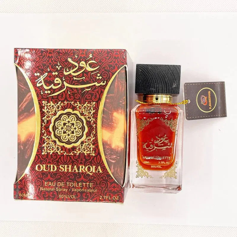 Arabian Oud Sharqia perfume for women with a wooden cover, featuring luxurious UAE royal fragrance and elegant packaging.