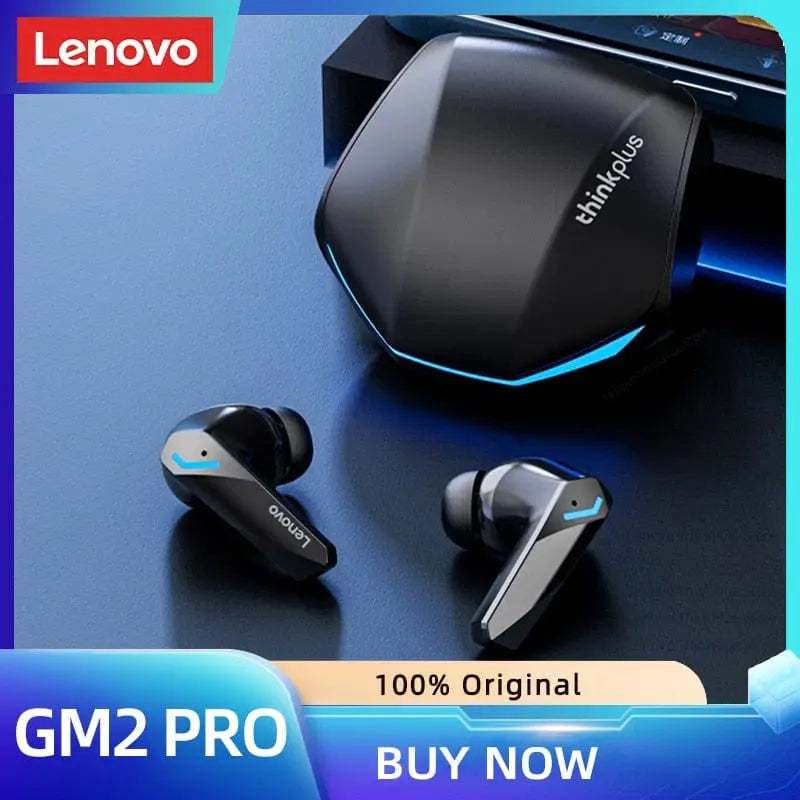 Lenovo GM2 Pro wireless earbuds with microphone, low latency gaming headset, Bluetooth earphones, in-ear design with HD audio