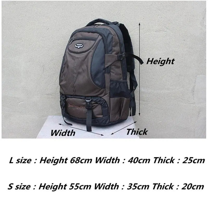 Waterproof 70L hiking backpack by Showlu Fashion Store, large capacity trekking bag with durable wear-resistant material for outdoor travel.