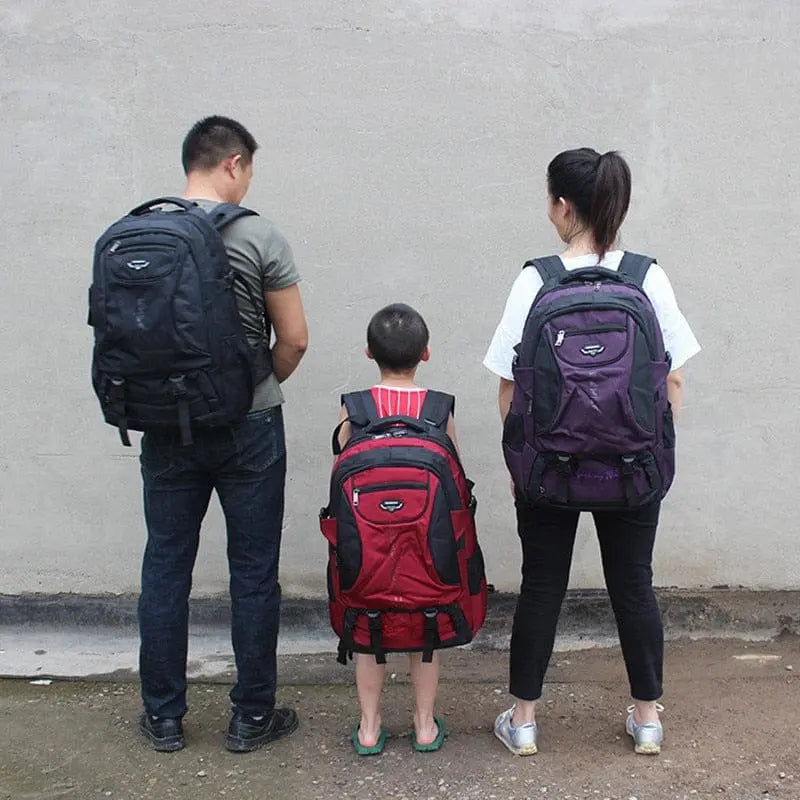 Large 70L waterproof hiking backpack with multiple compartments, durable wear-resistant fabric, suitable for trekking and camping.