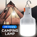 Showlu Fashion Store Plutus-Quinn 60W LED camping lantern with USB recharge, portable emergency light with hook for outdoor activities.