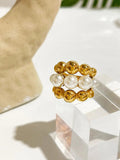 Gold plated stainless steel statement ring with chunky faux pearls by Peri'sBox, featuring a bold, stylish design for women.