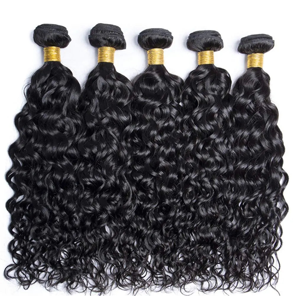 Showlu Store Nation Peruvian 10A Water Wave human hair bundles with unprocessed curly Remy weave, 12 to 32 inches, no tangles