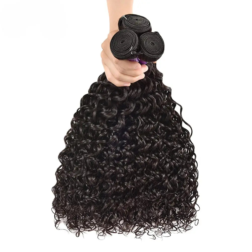 Showlu Store Nation Peruvian 10A Water Wave human hair bundles with unprocessed, curly, no-tangle extensions in 12 to 32 inches.