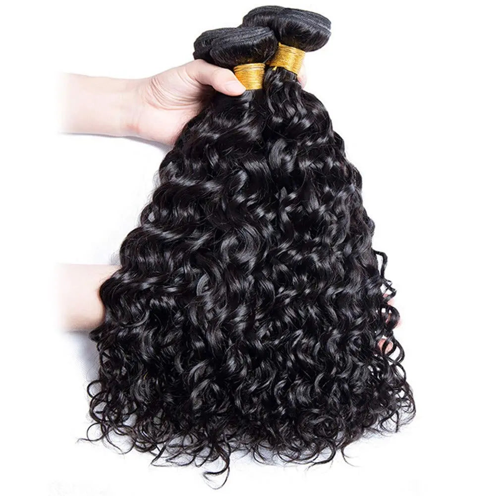 Peruvian 10A Water Wave Human Hair Bundles by Showlu Store Nation, unprocessed curly Remy hair extensions with no tangle.