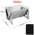 Showlu Fashion Store portable folding stainless steel BBQ grill for camping, with a compact design and grilling rack for outdoor cooking