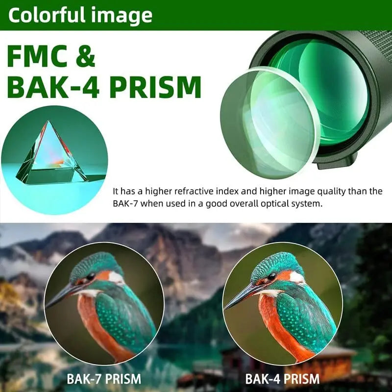 Showlu HD 5000M portable monocular telescope with BAK4 prism, ideal for hunting, outdoor, camping, and travel adventures.