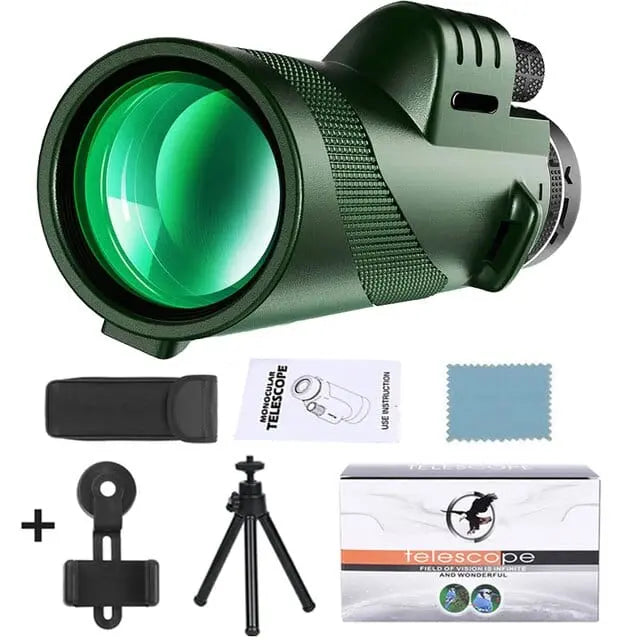 Showlu HD 5000M portable monocular telescope with BAK4 prism, ideal for hunting, outdoor camping, and long-distance viewing.