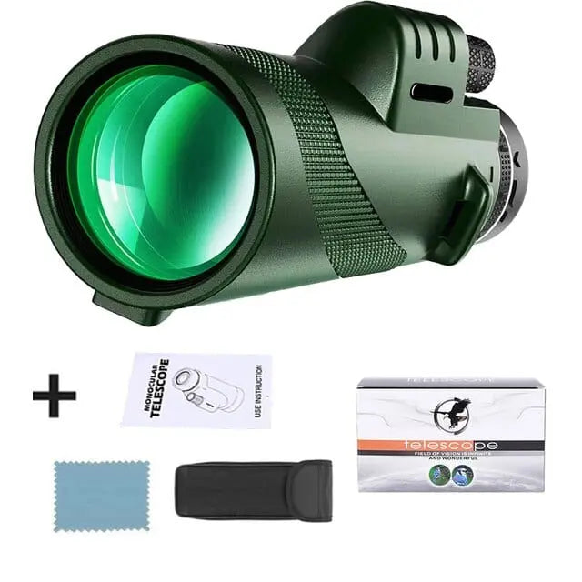 Showlu HD 5000M portable monocular telescope with BAK4 prism for hunting, outdoor camping, sports, and travel.