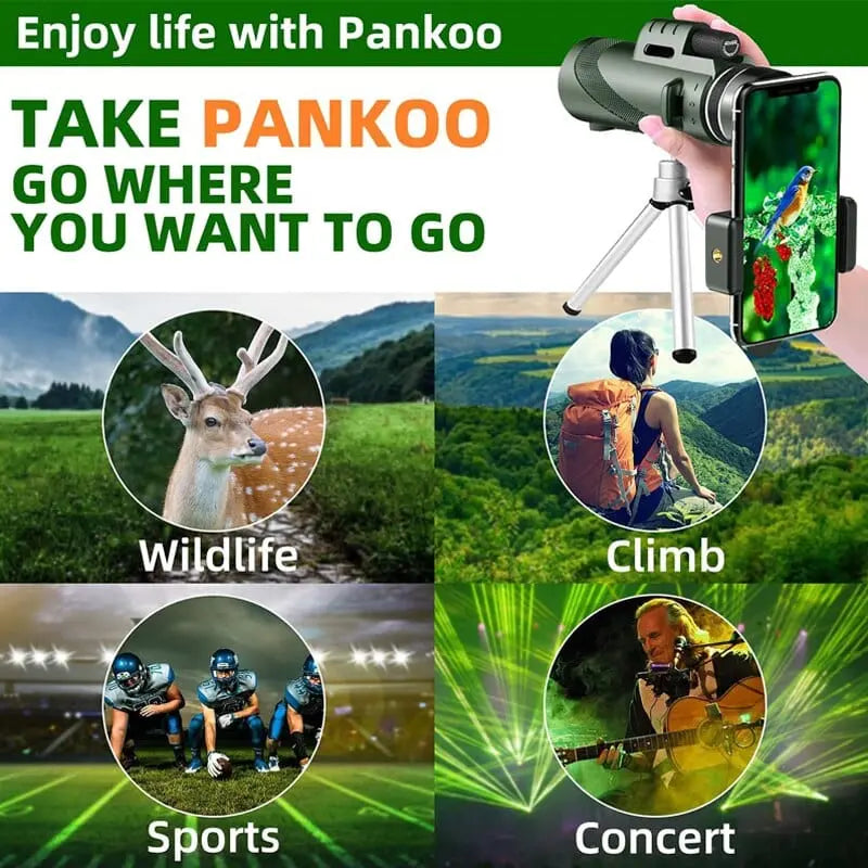 Showlu HD 5000M portable monocular telescope with BAK4 prism, ideal for hunting, outdoor camping, and long-distance viewing