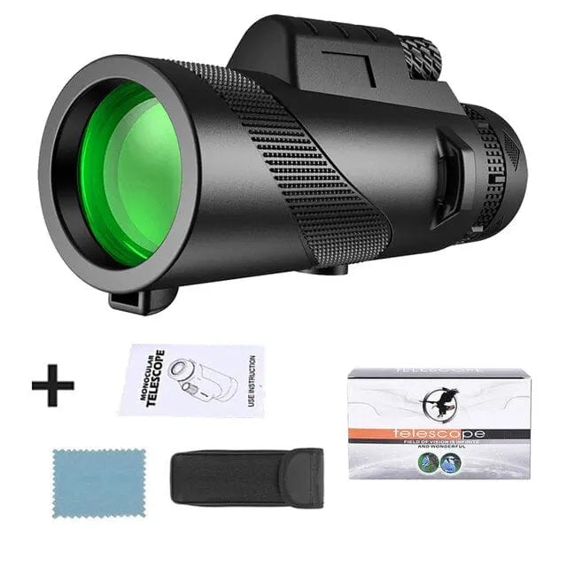 Showlu HD 5000M portable monocular telescope with BAK4 prism, compact for hunting, outdoor camping, and sports observation.