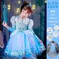 Girl wearing YISMALL Elsa princess dress, sleeveless summer cotton vest and skirt, featuring a snowy princess design.