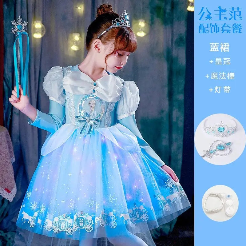 Girls Elsa princess dress in pure cotton, sleeveless summer vest skirt with a princess design, by Showlu Fashion Store.