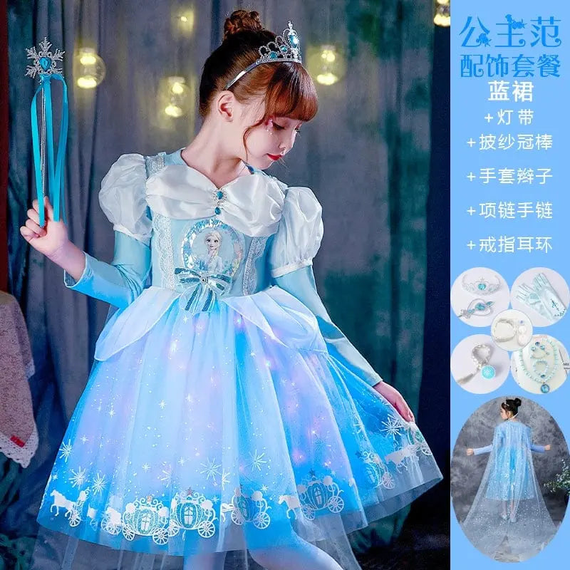Girls Elsa princess dress in pure cotton, sleeveless summer vest skirt with a princess design, from Showlu Fashion Store.