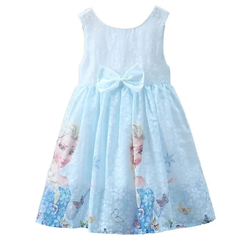 Girls Elsa princess dress with pure cotton sleeveless vest and skirt, summer outfit for children from Showlu Fashion Store.