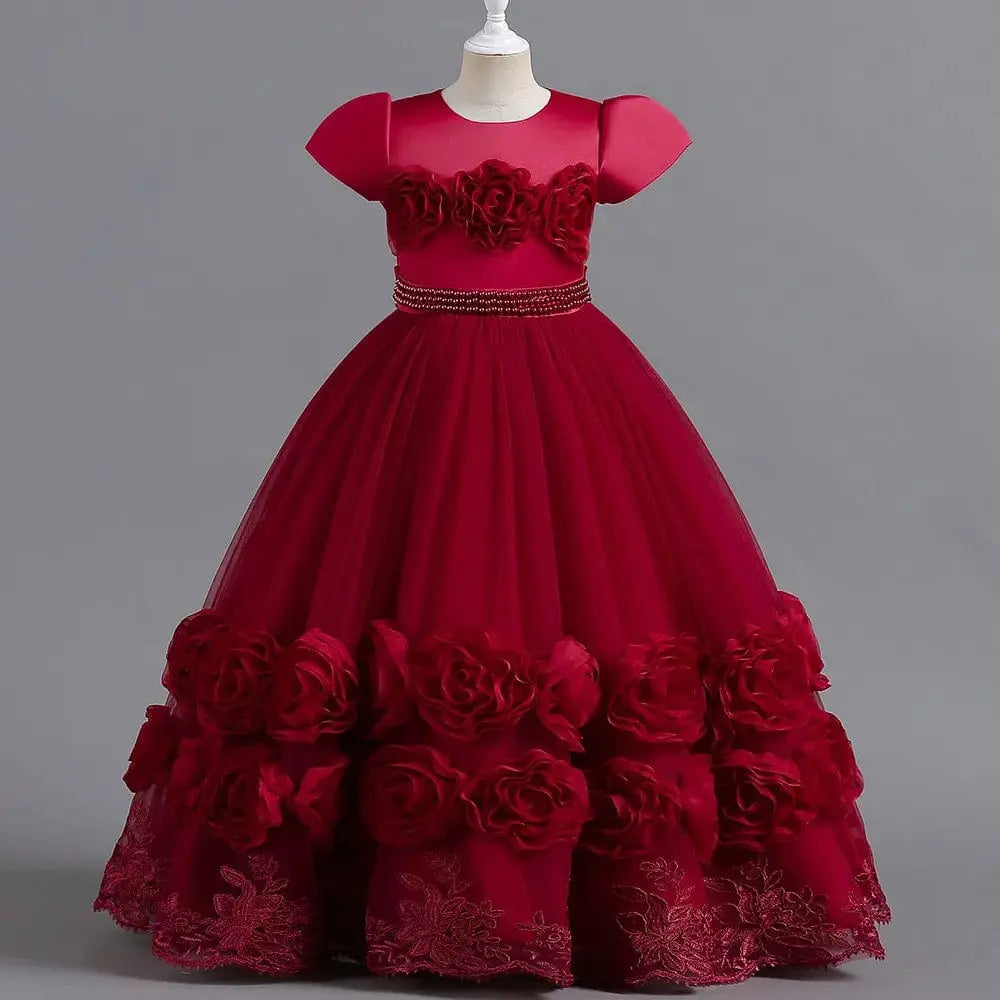 Puffy flower girl ball gown by Showlu Fashion for children, featuring a princess-style design for pageants and weddings.