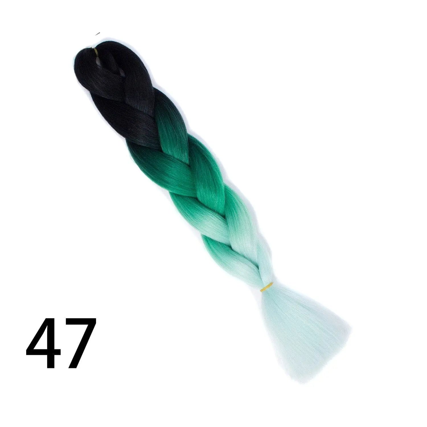 24-inch ombre pre-stretched Kanekalon jumbo braiding extensions by QP Hair, shown in natural black to caramel color blend.