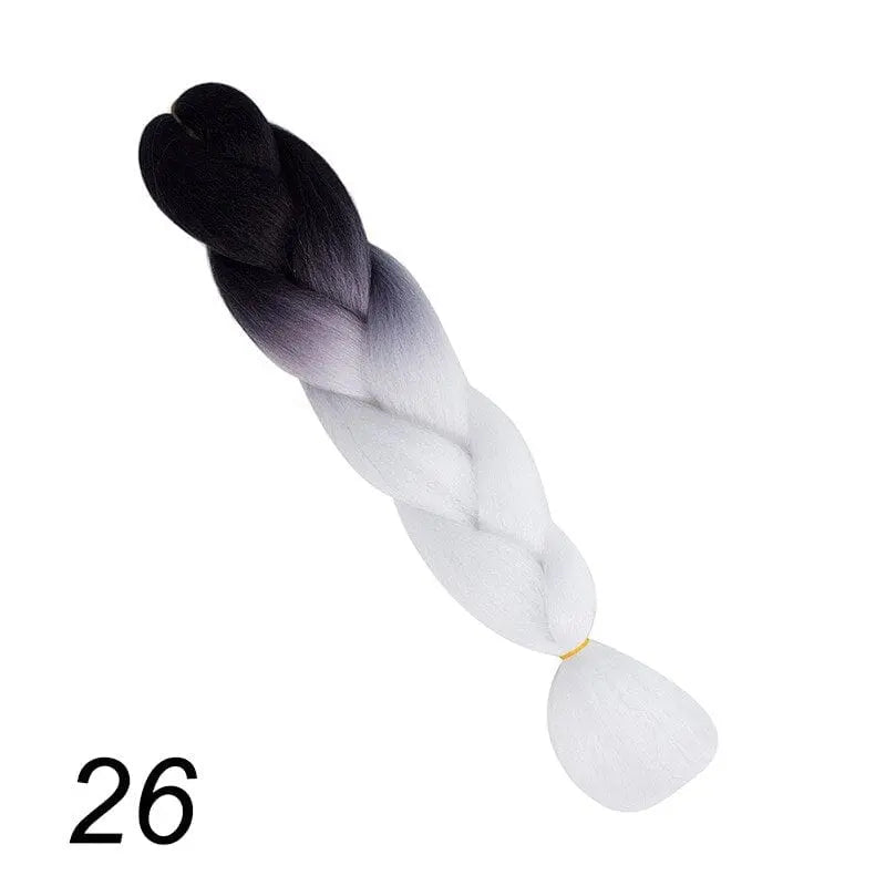 24-inch ombre pre-stretched Kanekalon jumbo braiding extensions by QP Hair, featuring synthetic hair in vibrant ombre color.