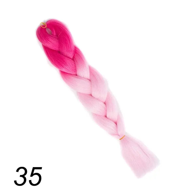 24-inch ombre pre-stretched Kanekalon jumbo braiding extensions, synthetic hair extensions for braiding styles.