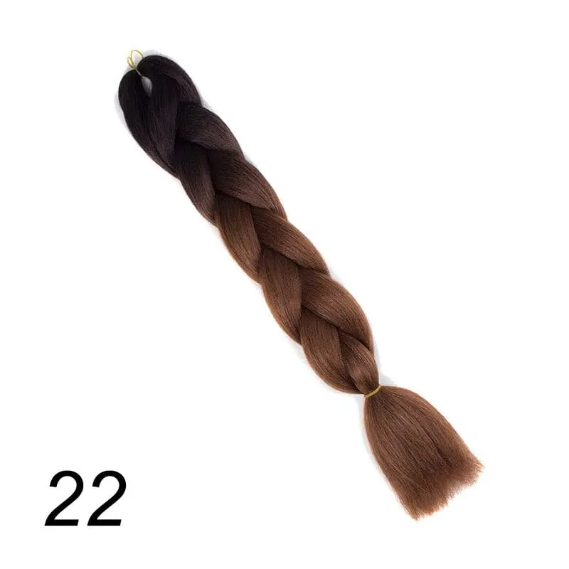 24-inch ombre Kanekalon jumbo braiding extensions in synthetic hair, pre-stretched for easy braid styling by Showlu Store Nation