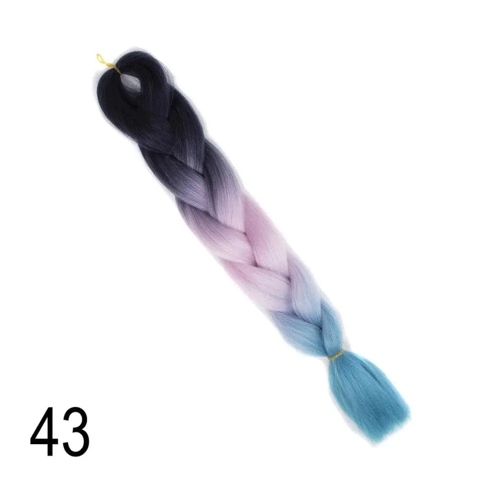 24-inch ombre Kanekalon jumbo braiding extensions from QP Hair, pre-stretched synthetic hair for natural-looking braids.