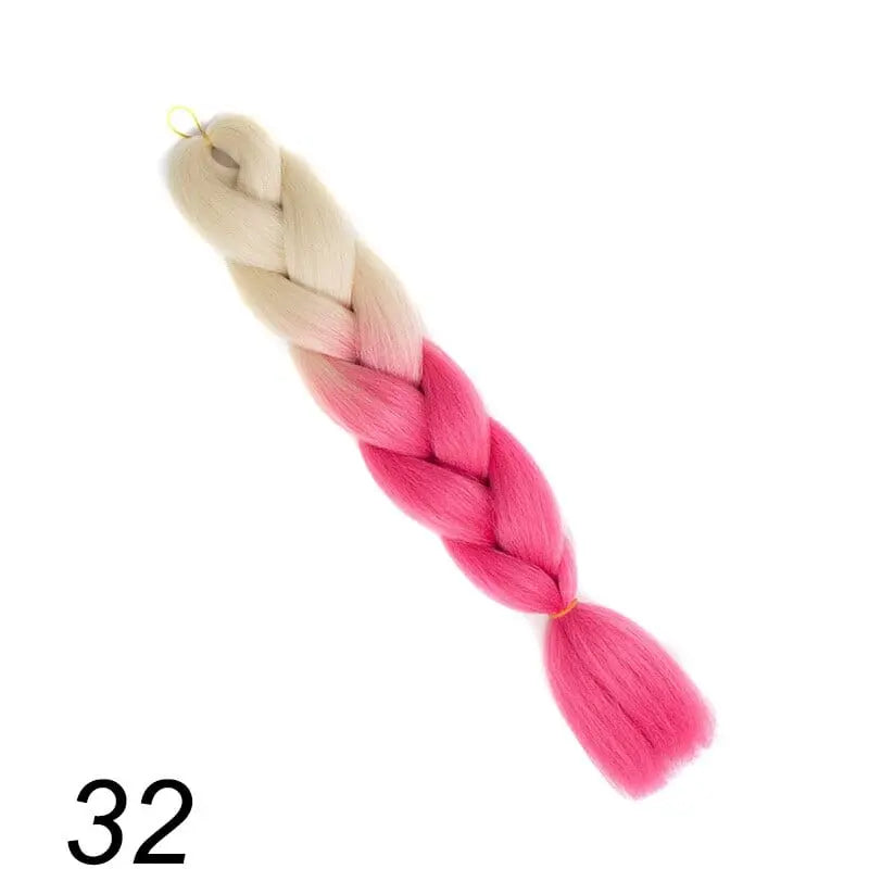 24-inch ombre pre-stretched Kanekalon jumbo braiding extensions with synthetic hair in a natural-looking ombre color.