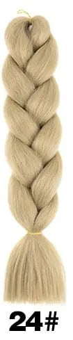 24-inch ombre pre-stretched Kanekalon jumbo braiding extensions in synthetic hair, showcased in natural braid style.