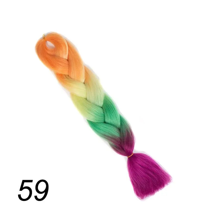 24-inch ombre Kanekalon jumbo braiding extensions, pre-stretched synthetic hair, shown in natural braid style, from Showlu Store Nation.