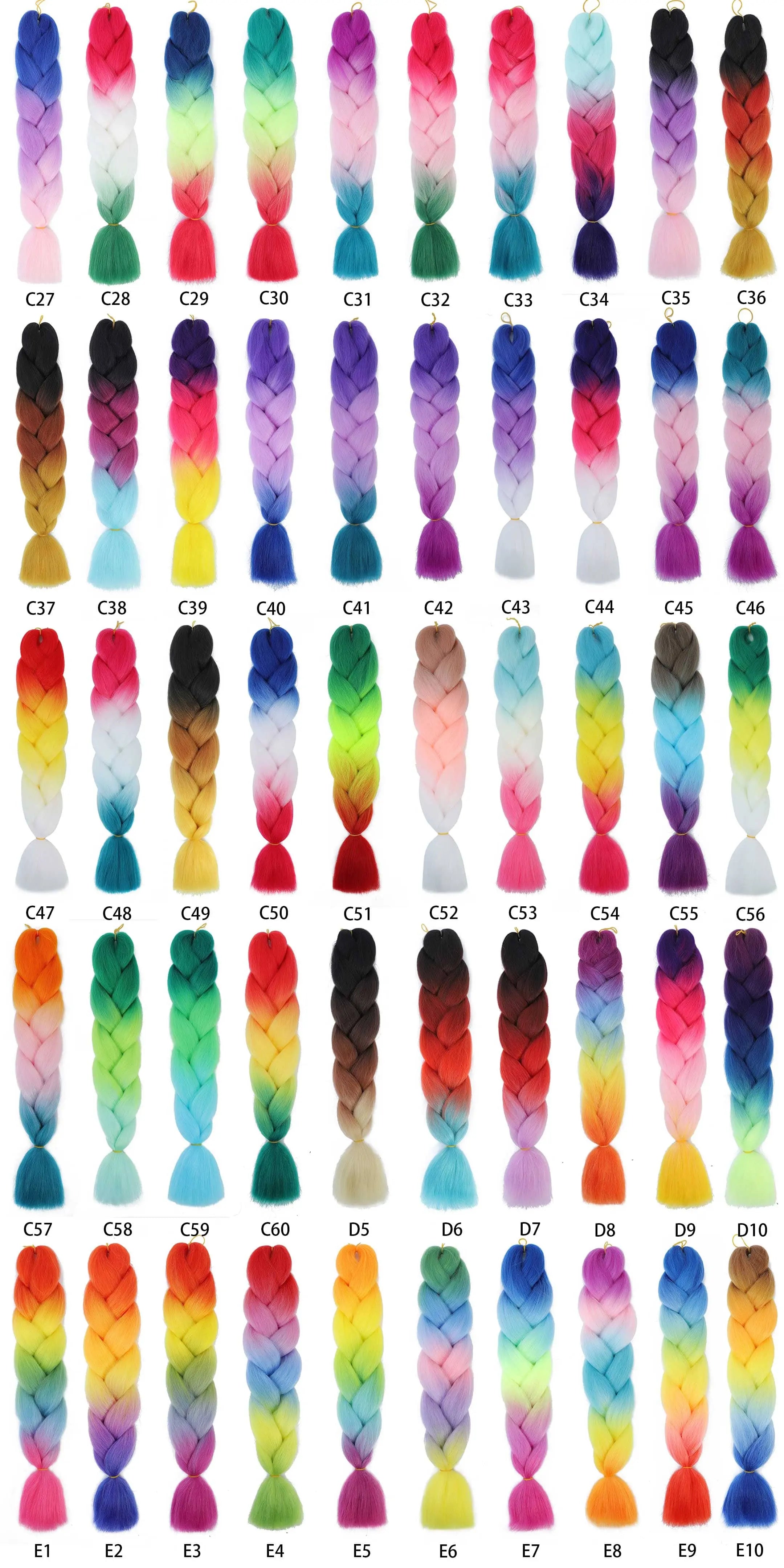 24-inch ombre pre-stretched Kanekalon jumbo braiding extensions by QP Hair, shown in multi-tone synthetic braid strands.