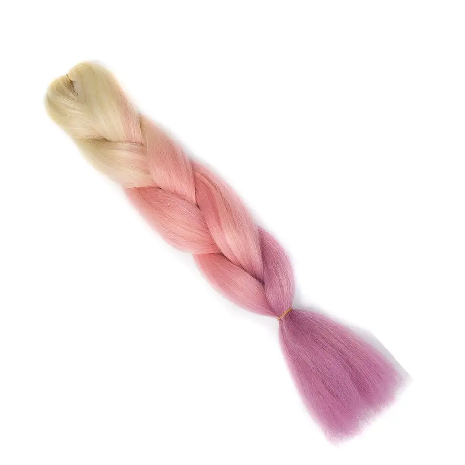 24-inch ombre pre-stretched Kanekalon jumbo braiding extensions with synthetic hair, in 100g pack, by Showlu Store Nation.