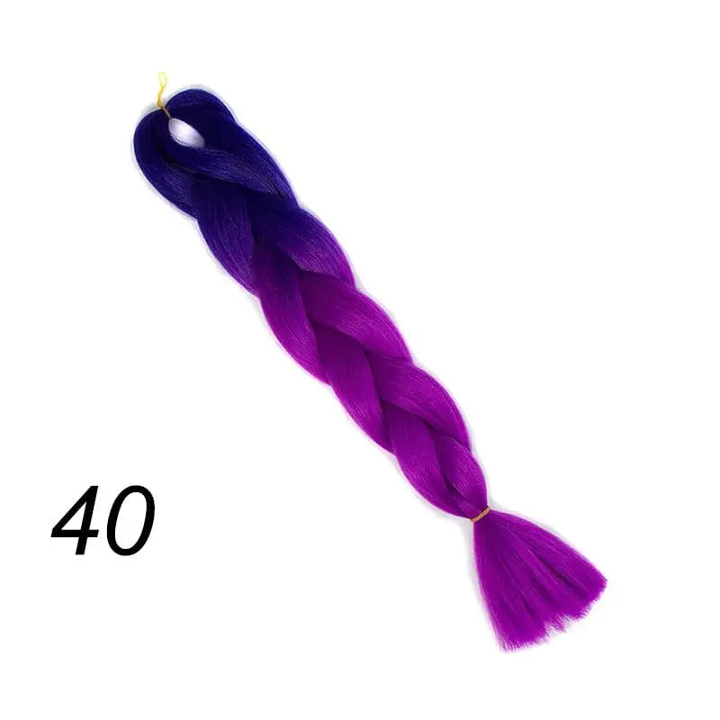 24-inch ombre Kanekalon jumbo braiding extensions from QP Hair, pre-stretched synthetic hair for braiding styles.