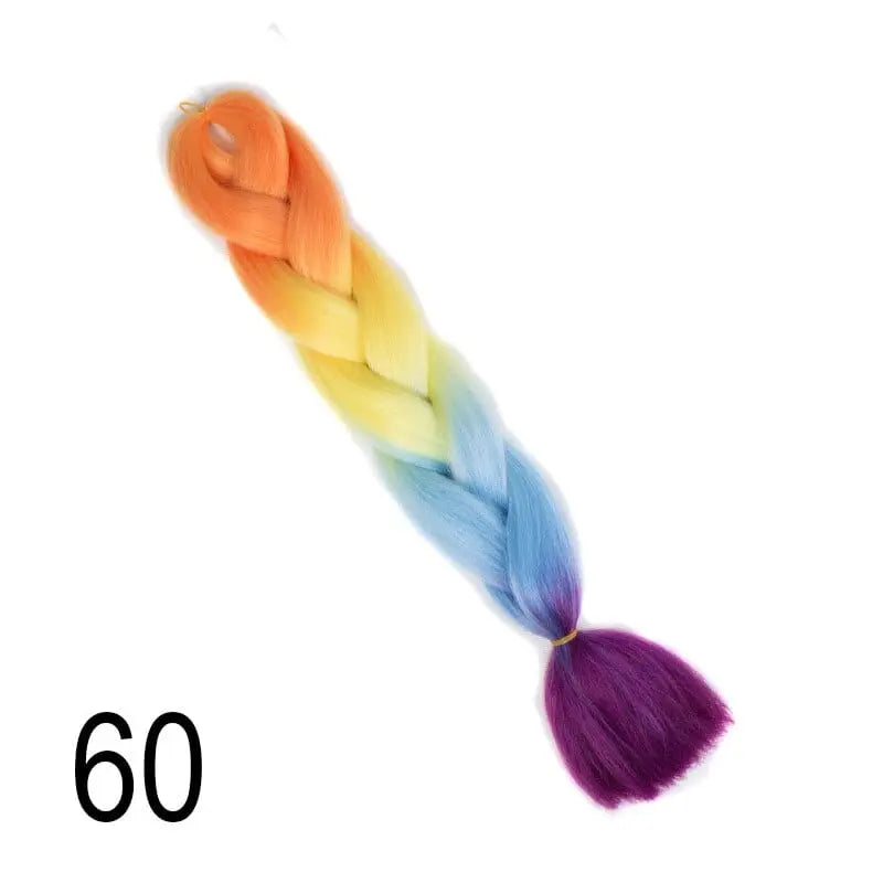 Showlu Store Nation 24-inch ombre pre-stretched Kanekalon jumbo braiding extensions, synthetic hair with a vibrant ombre color.