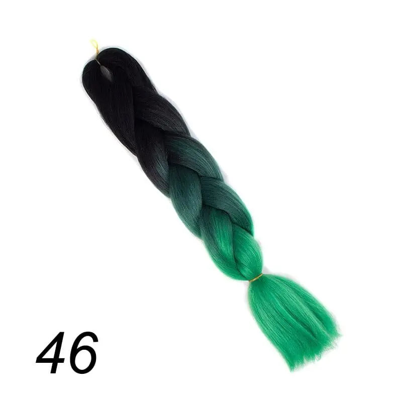 Showlu Store Nation 24-inch ombre pre-stretched Kanekalon jumbo braiding extensions in colorful synthetic hair for braiding.