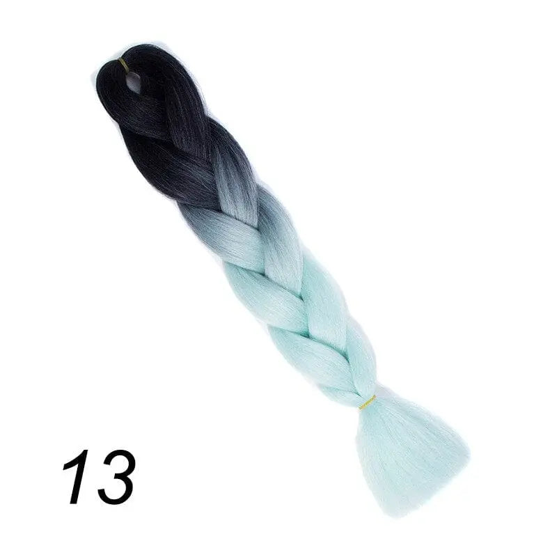 24-inch ombre pre-stretched Kanekalon jumbo braiding extensions by QP Hair, featuring synthetic hair in a vibrant color blend.